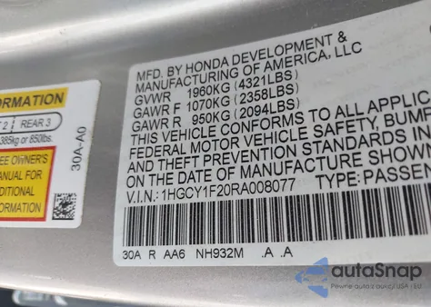 2024 Honda Accord Lx from USA, damaged, VIN 1HGCY1F20RA008077